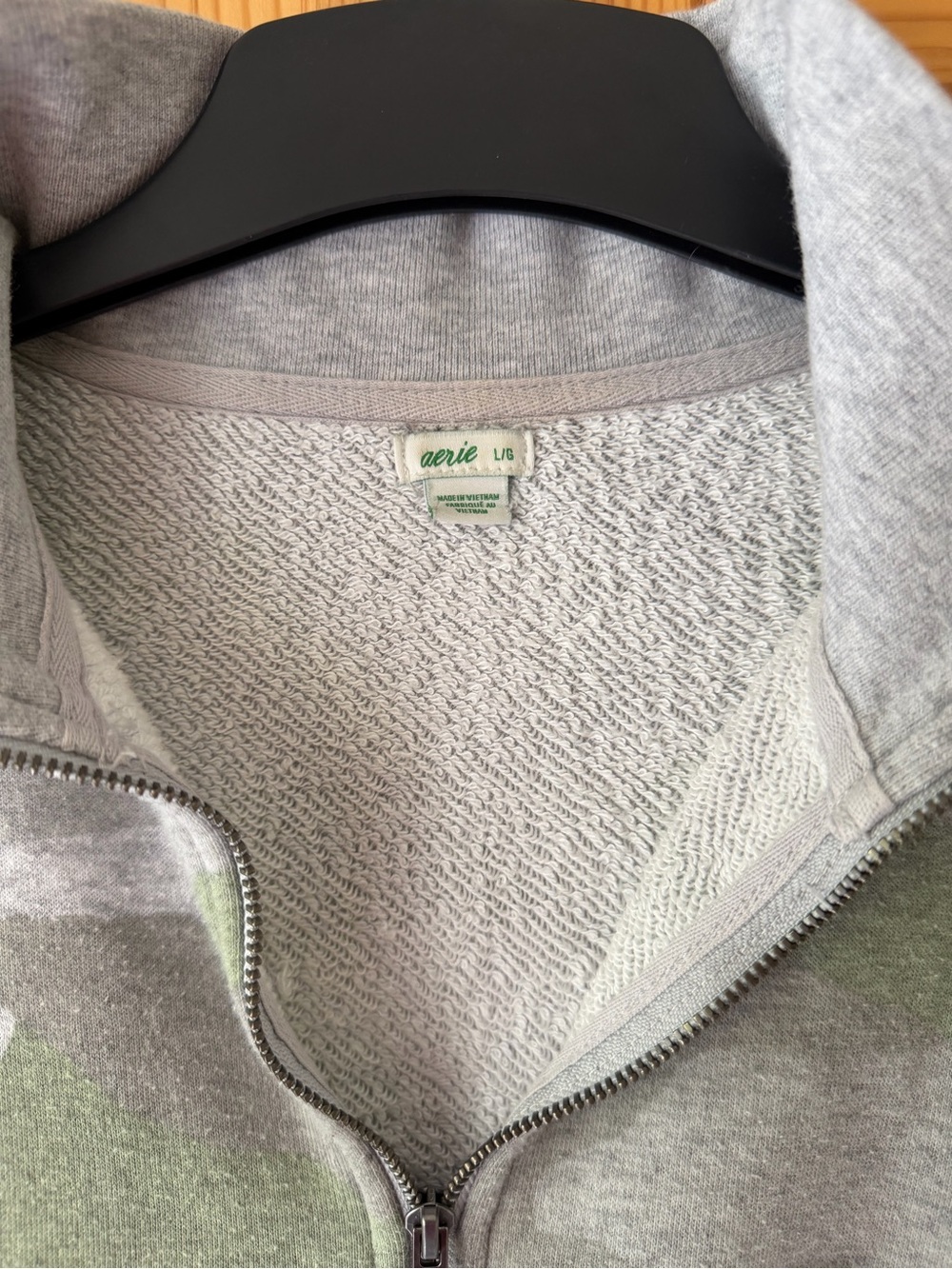 aerie Sunday Soft Green Camo quarter zip - Picture 3 of 3